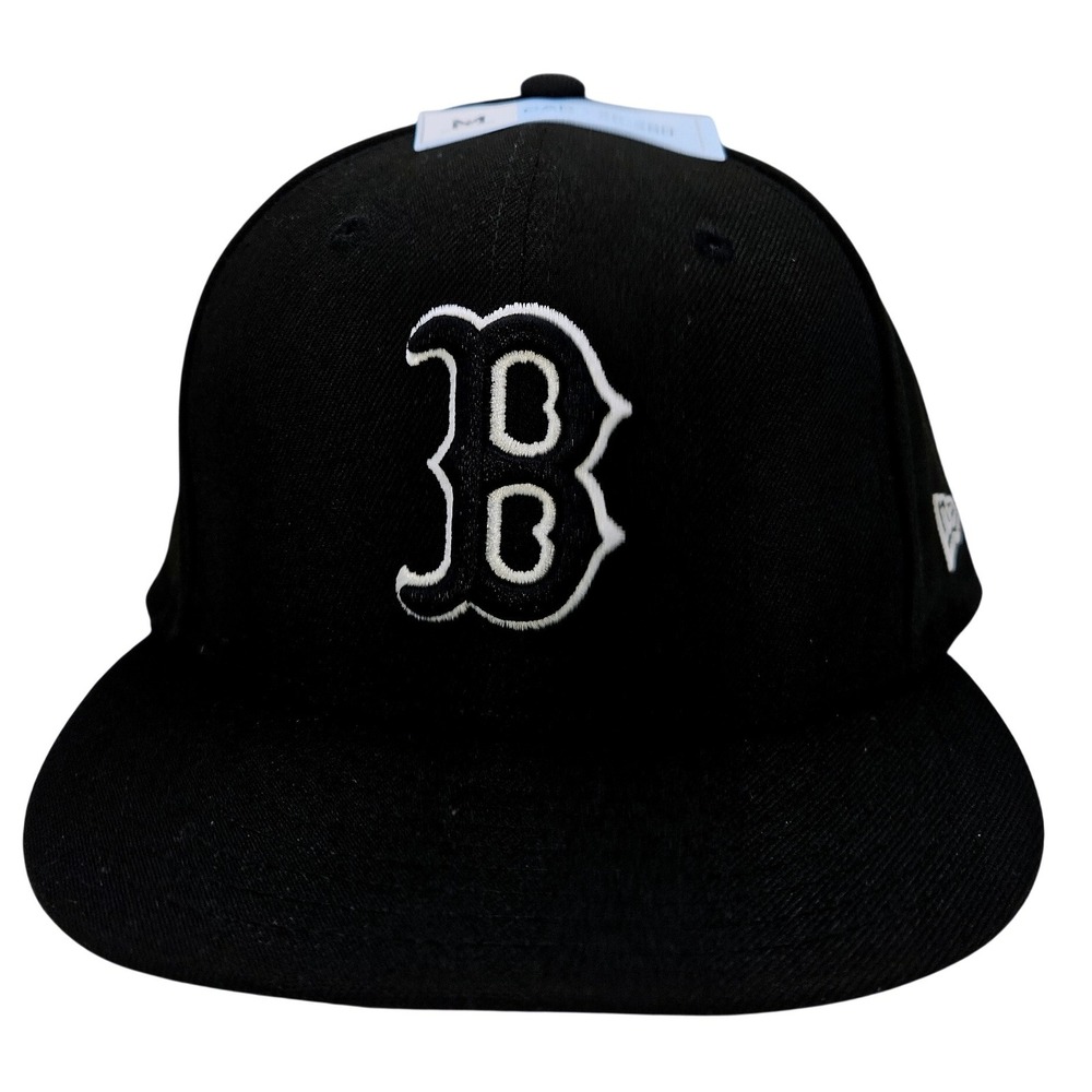 New Era 59FIFTY Boston Red Sox Fitted Hat Black Grey Undervisor Size 7 3/4 MLB